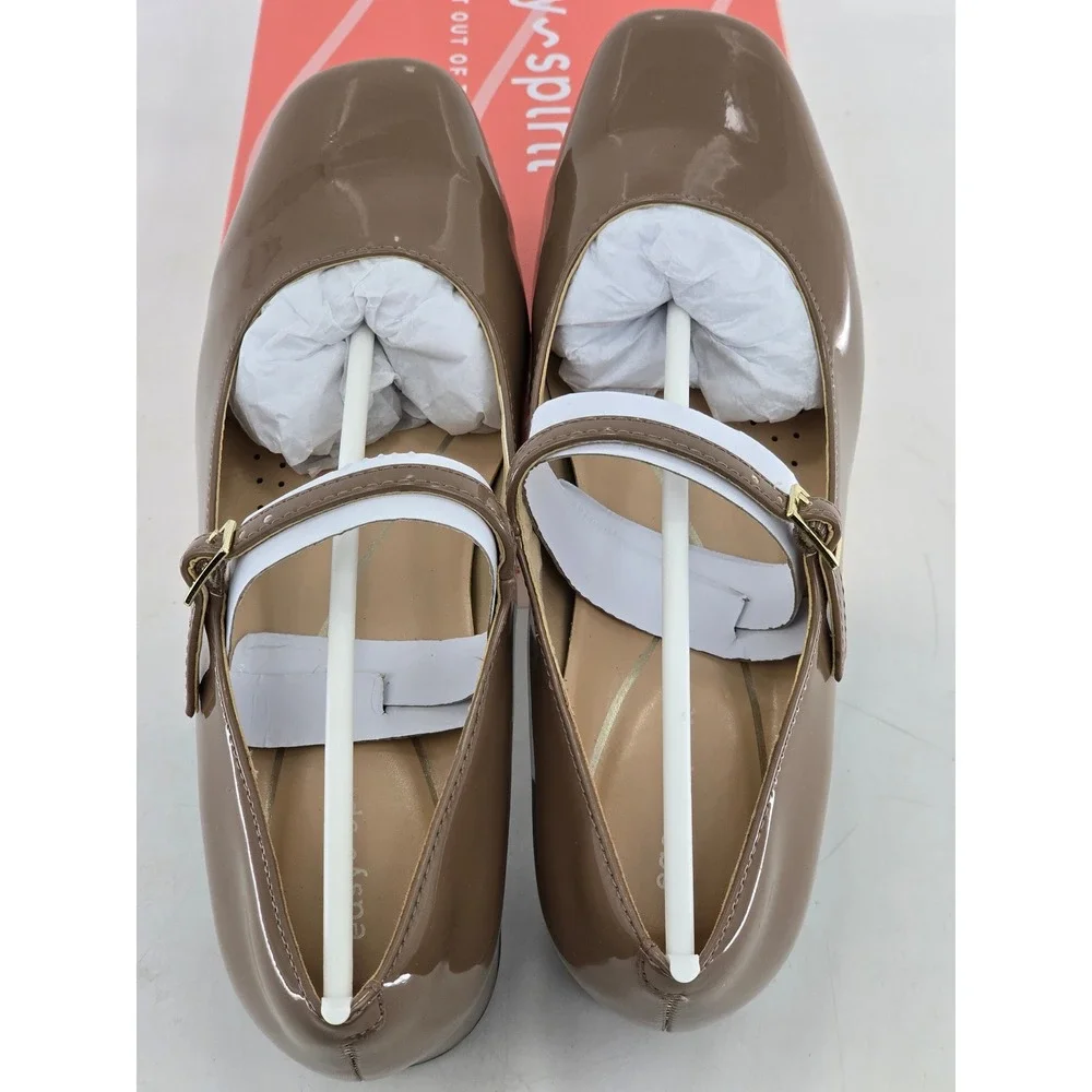 Easy Spirit Janica3 Mary Jane Pumps Womens 8.5 Brown Patent Block Heel - NEW